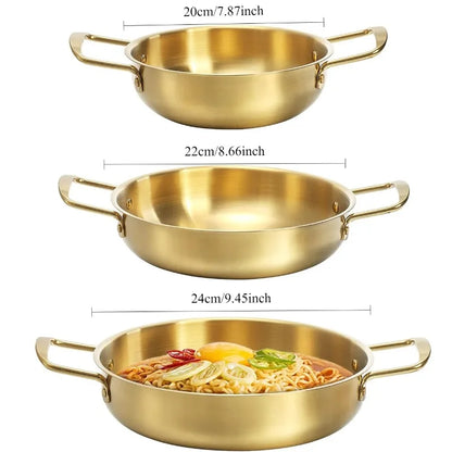 3pcs Stainless Steel Hot Pot Dual Handles Induction Compatible Ramen Seafood Cookware Utility Tool Kit Sets Pro Super Essentials
