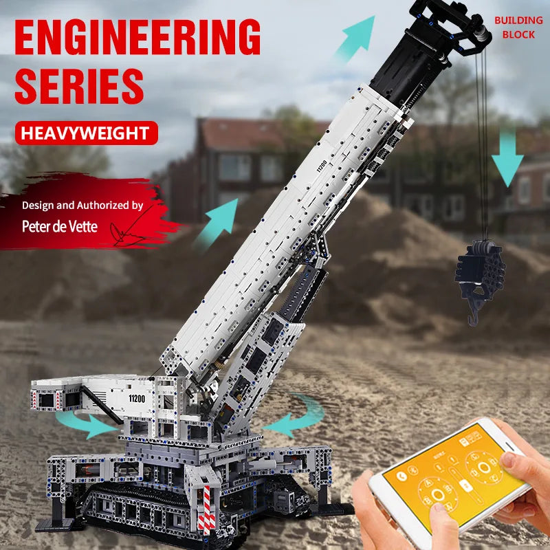 Mould King 17002 Technical Car Toys The MOC-10123 RC Motorized Crane Liebherred LTR 11200 Truck Model Building Blocks Kids Gifts