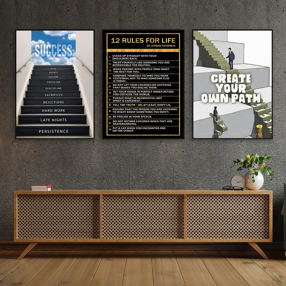 10 Rules of Life Motivational Poster Inspiration Canvas Print Wall Art Office Decor Home Decor Motivational Sign Positive Saying