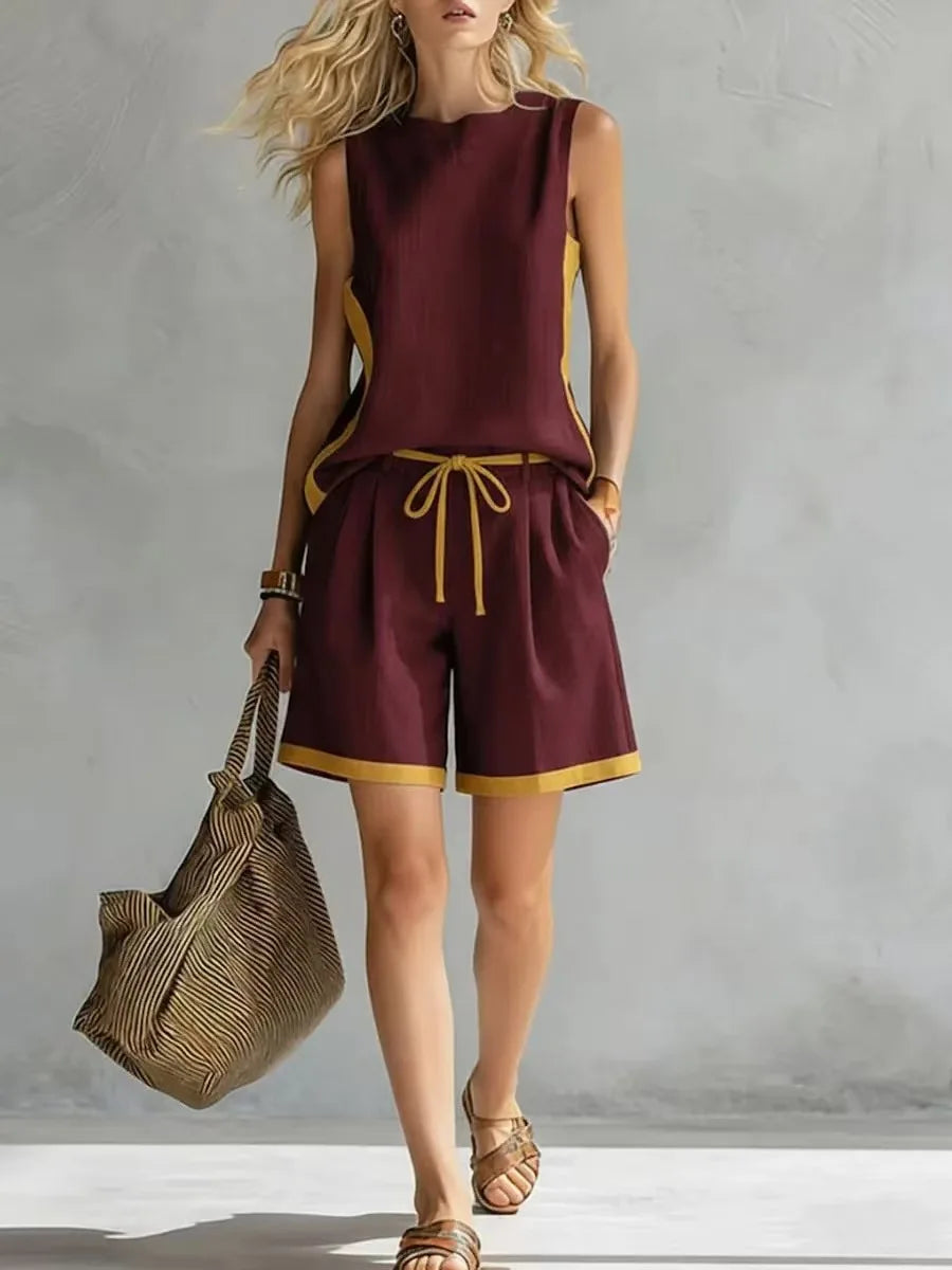 2026 Summer New Sleeveless Vest Shorts Suit Women's Casual Loose Two-Piece Set Suit Resort Style Fashion Pockets Women Clothing