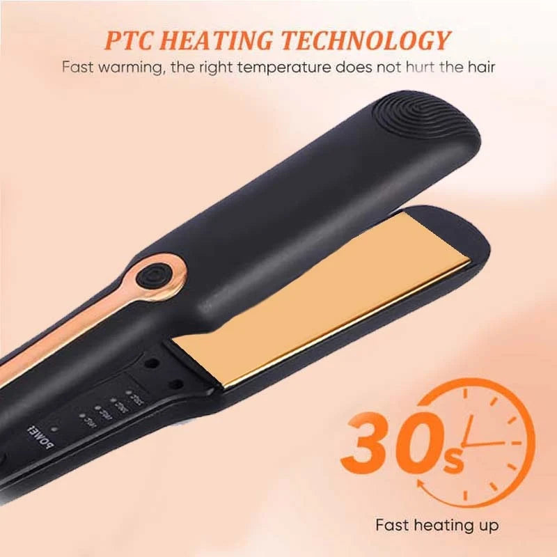 Negative Ion Hair Straightener Curling Iron Ceramic Flat Iron Negative Ion Wide Plate Temperature Adjustable Hair Straig