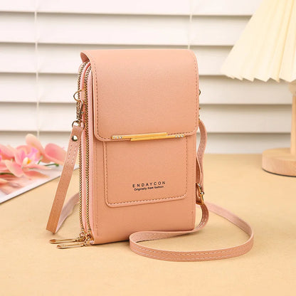 Women’s Mini Crossbody Handbag Purse, Touch Screen Phone BagS, Multi Card Zipper PU Leather Shoulder Bags for Daily Shopp Dating