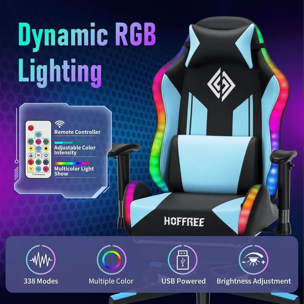 RGB LED Gaming Chair or Kids Reclining Gaming Chairs or Teens 8-15 Computer Chair with RGB Lights Kids PC Game Chair with ootres