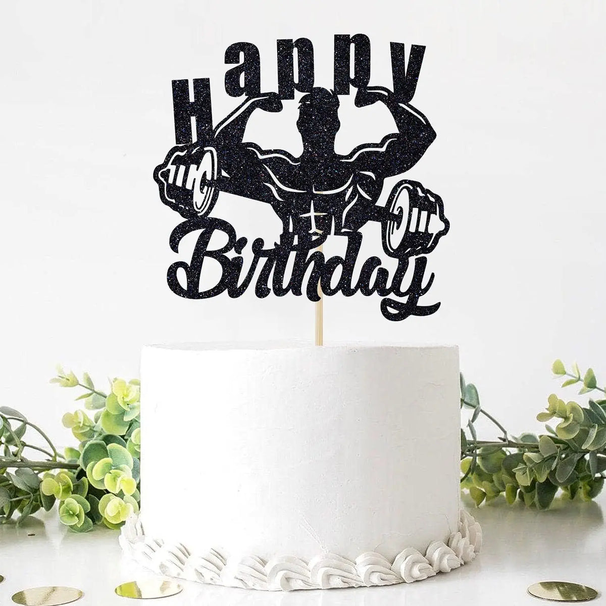 Muscular Man Cake Topper Happy Birthday Sports Fitness Themed Muscle Man Cupcake Topper Dessert Decoration Baking Supplies Diy