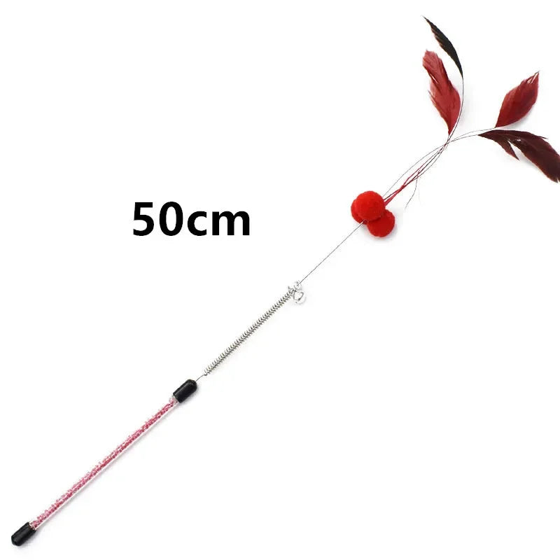 Cat Toy Spring Cat Toys Interactive Steel Wire Feather Toys for Cats Teaser Funny Feather Cats Toy Stick Plush Ball Pet Supplies