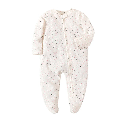 Unisex Newborn Baby Footed Pajamas Long Sleeve Zipper Romper Cotton Jumpsuit Solid White 0-12 Months Fashion Baby Clothes