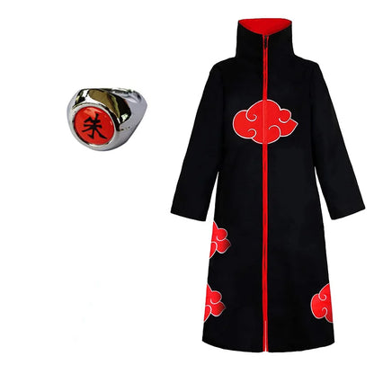 Anime Ninja Cosplay Akatsuki Cosplay Costume Uchiha Itachi Red Cloud Cloak Robe Cloak Headband Props Halloween Clothe