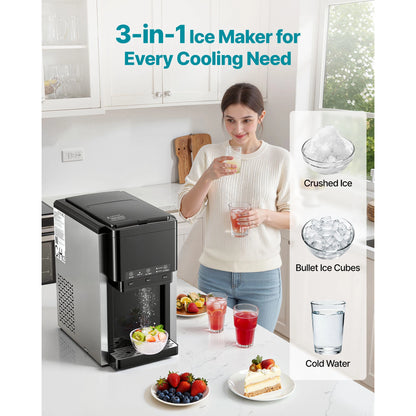 SucceBuy Water Dispenser with Ice Maker Water Dispenser Fast Ice Making Bullet/Crushed Ices & Cold-Water for Home Kitchen Party