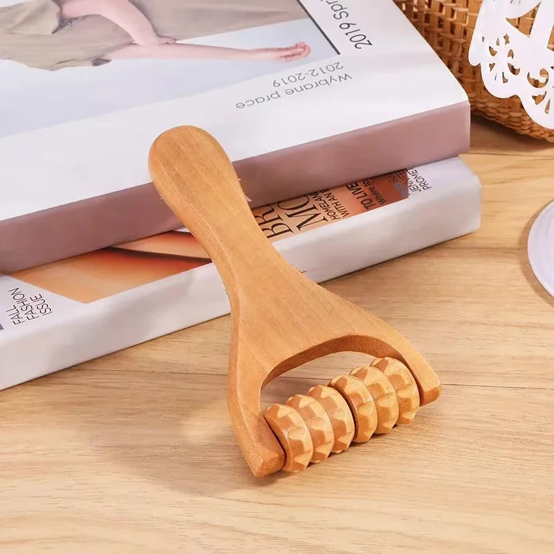 Wooden Massager Manual Roller Neck Back Waist Massage Tool Portable Meridian Dredging Massager Relax Leg Body Massage for Face