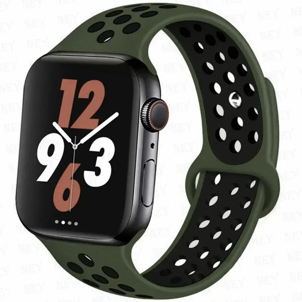 Silicone Sport Straps For Apple Watch 10 Band 45mm 44mm Ultra2 49mm 38/40mm 41mm 42 46mm Bracelet iWatch Series 8 7 6 4 5 3 9 SE