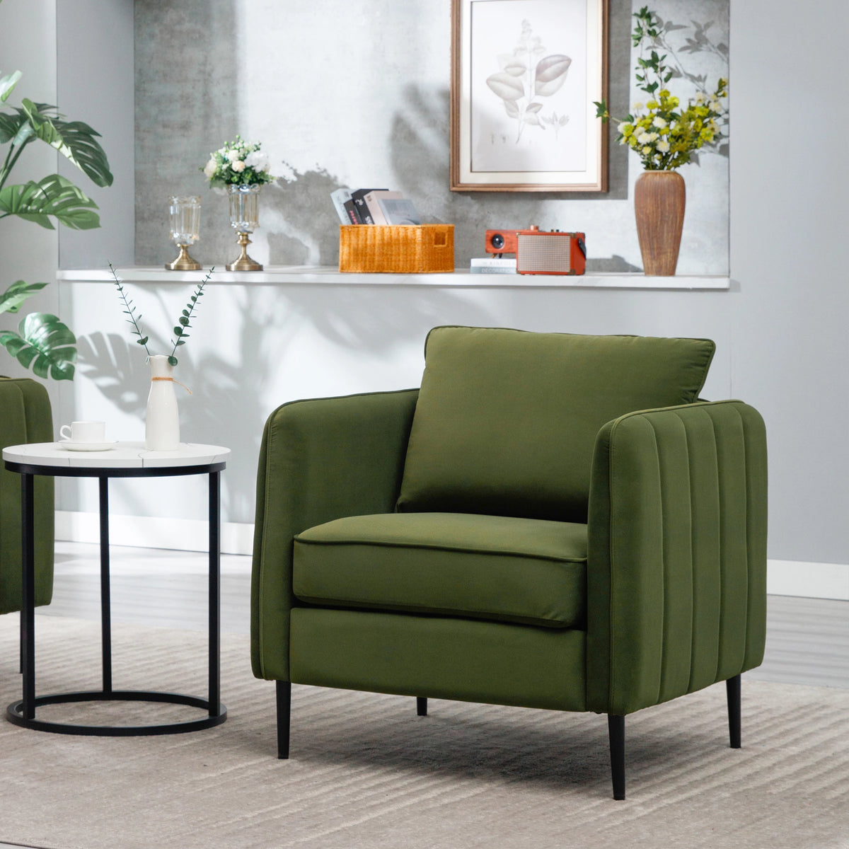 32.68-inch Comfortable Single Sofa With A Medieval-modern Style Featuring Comfortable Cushions and Backrests Suitable For Bedrooms Offices or Reading Spaces