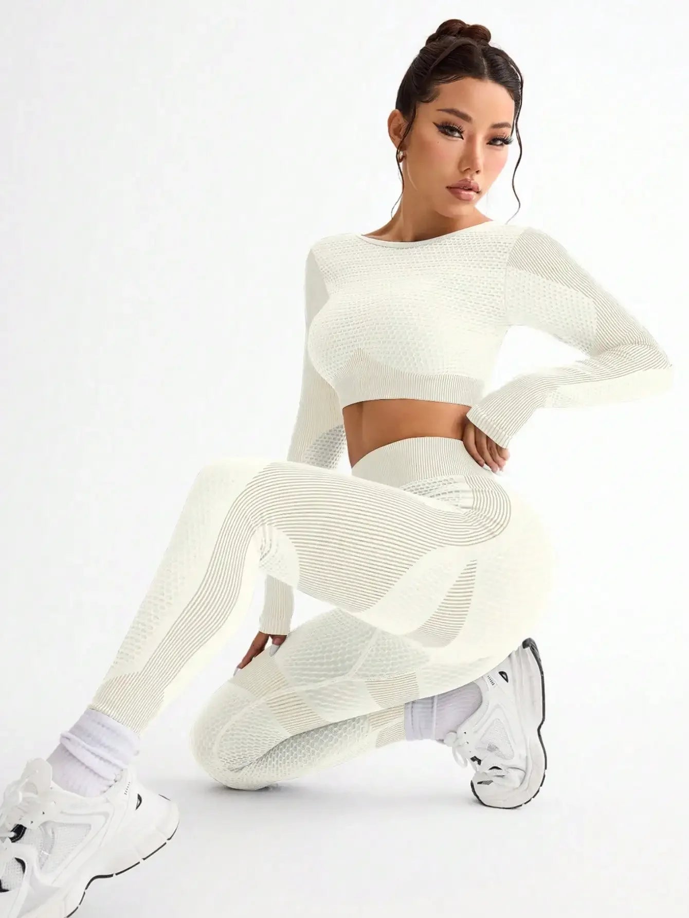 2pcs Hot-selling New Sports Tight Running Breathable Seamless Yoga Suit Women's Outdoor Fitness Suit Women's