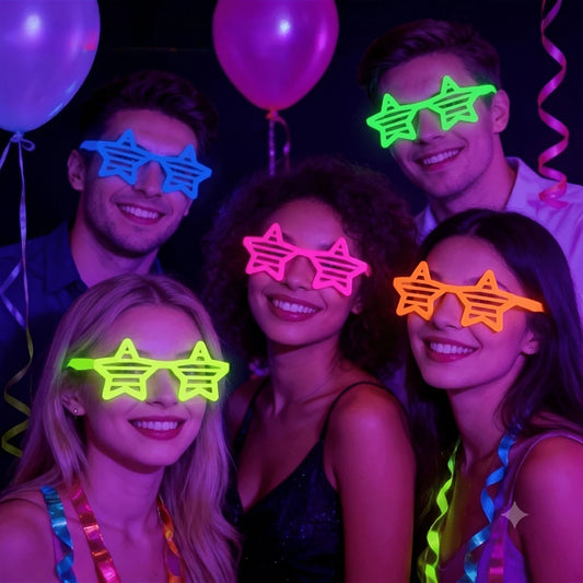 10Pcs Glow In Dark Fluorescent Glasses, Colorful Light Up Party Glasses for Neon Birthday Decor,Random Color