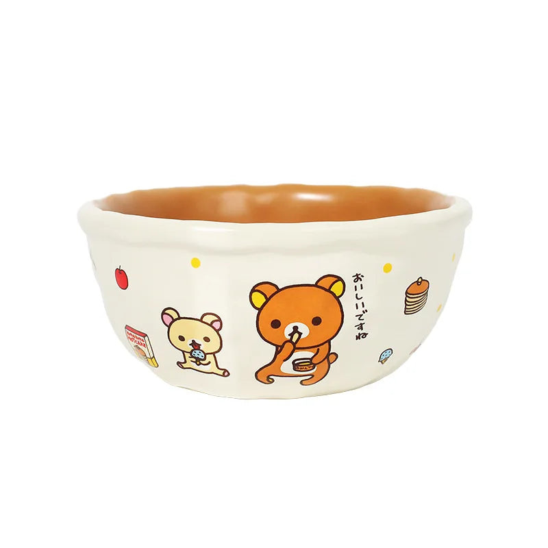 Mtutu 2026 New Rilakkuma Ceramic Tableware Set Cute Printed Plate Soup Bowl Fruit Plate Mug Cup Set Home Supplies Holiday Gifts