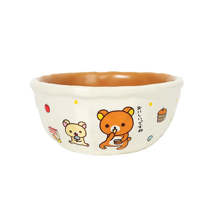 Mtutu 2026 New Rilakkuma Ceramic Tableware Set Cute Printed Plate Soup Bowl Fruit Plate Mug Cup Set Home Supplies Holiday Gifts