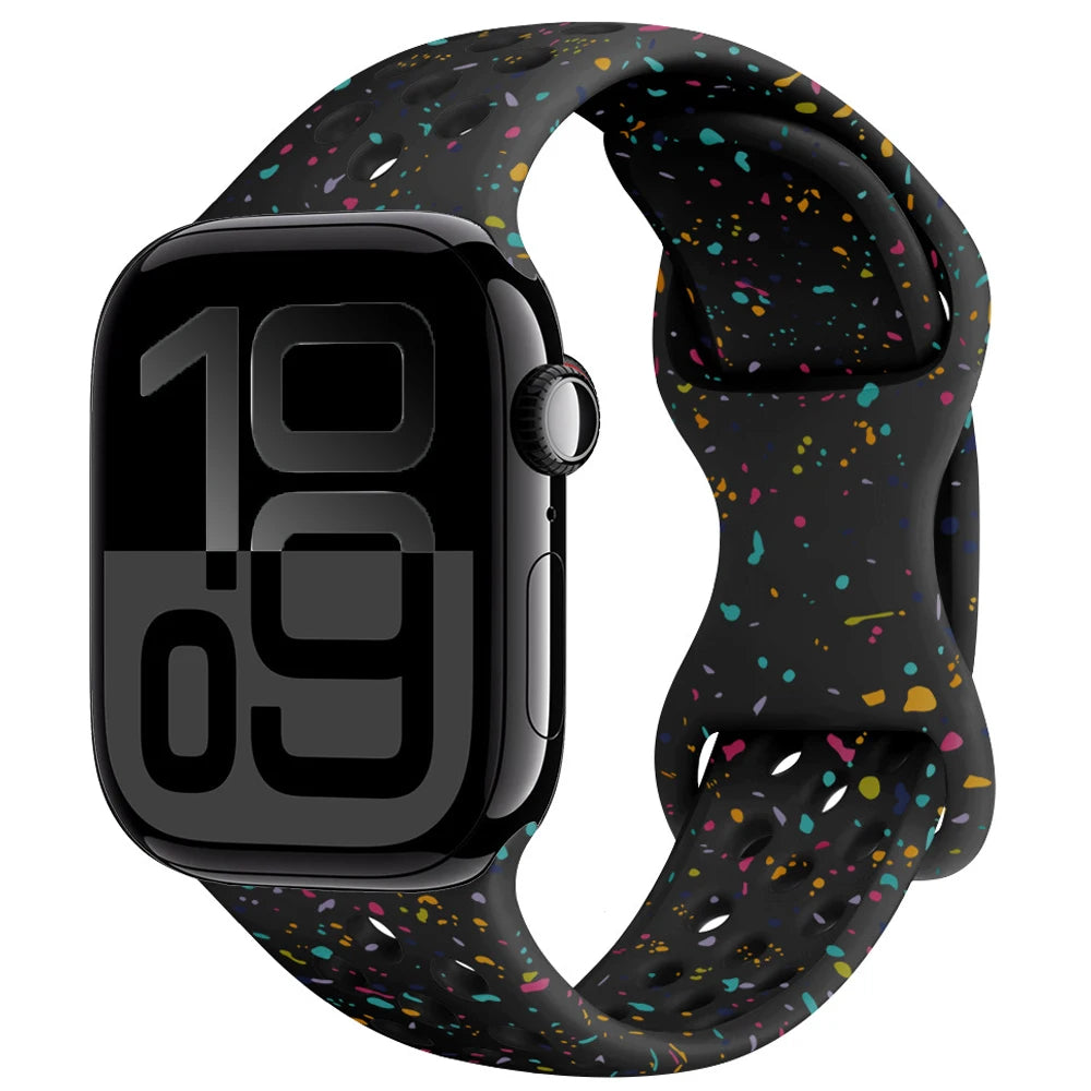 Silicone Strap For Apple Watch 11 10 9 8 7 46mm 45mm 42mm 41mm Ultra 3/2 49mm Breathable Bracelet Wristband iWatch 6 5 4 SE 44mm