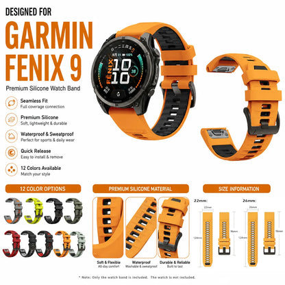 26/22/20mm QuickFit Silicone Watch Band for Garmin Fenix 9 8 Durable Breathable Sport Replacement Strap for Garmin Fenix 9 8 Pro