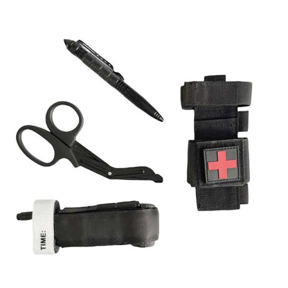 Tactical Tourniquet Set - Rotary Medical Emergency Strap with Tactical Pen & Scissors | Essential for Outdoor Survival, Combat,