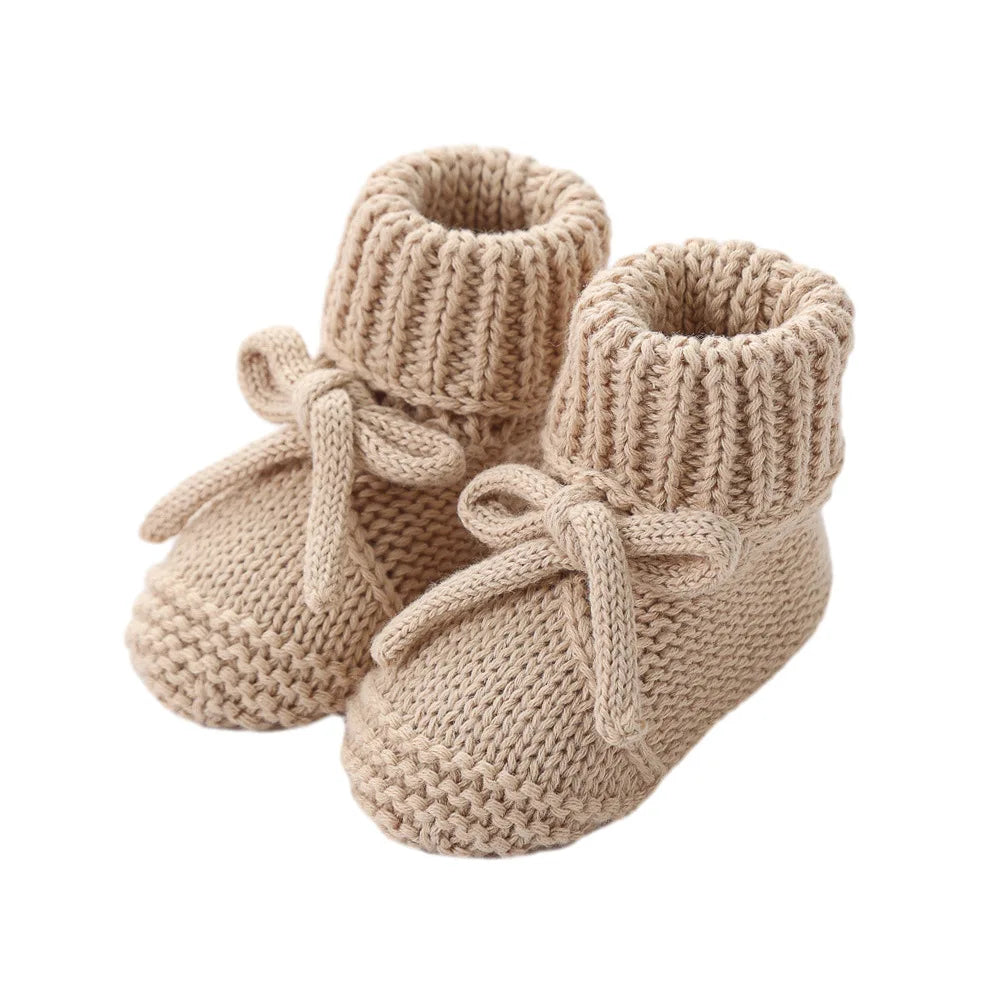 Baby Shoes Knitted Infant Child Bed Footwear 0-12M Cute Turn-down Breathable Newborn Boys Girls Walk Boots Fashion Solid Bandage