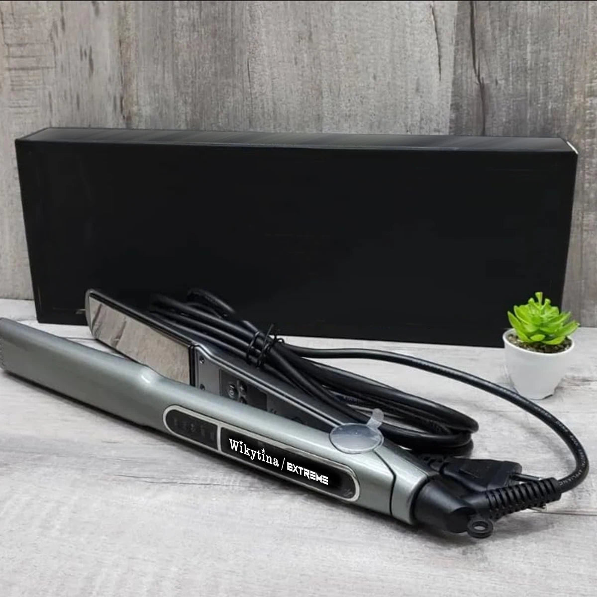 Professional Titanium 2-in-1 Hair Straightener Curler with 5 Heat Settings Fast Heating Negative Ion Salon Flat Iron