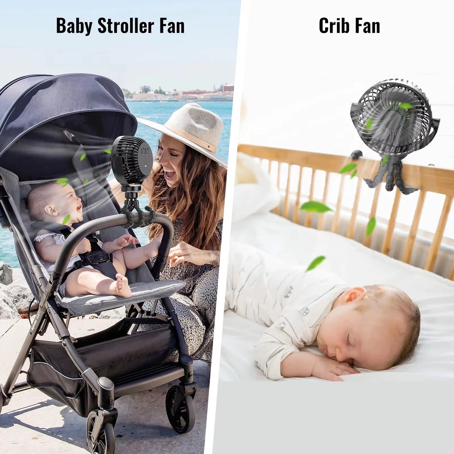 Baby 3 Speeds Stroller Mini Fan with Light Portable USB Charging Fan