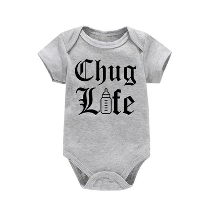 Chug Life Funny Milk Bottle Printed Newborn Baby Bodysuit Short Sleeve Infant Girls Rompers Summer Toddler Boys Ropa Clothes