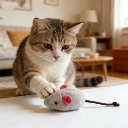 Interactive Catnip-Filled Rattle Mouse Toy for Cats Pretend Fur Design Pre-filled with Catnip for Enhanced Play Pet Game