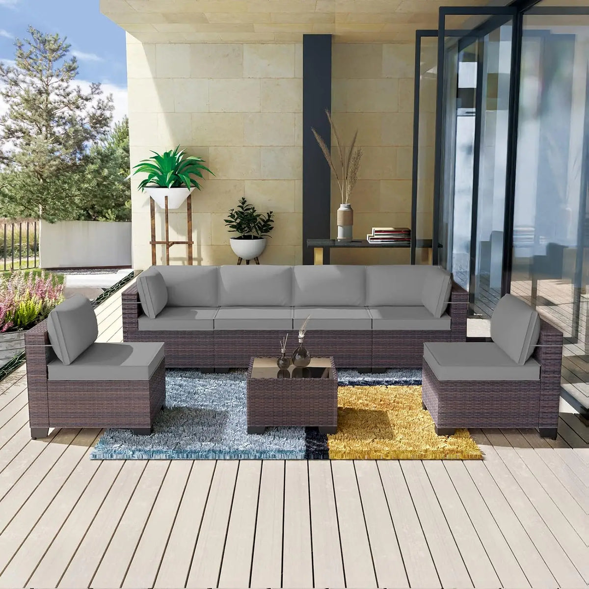 12 Piece Patio Furniture Set, Outdoor Wicker Sectional Sofa, Customized