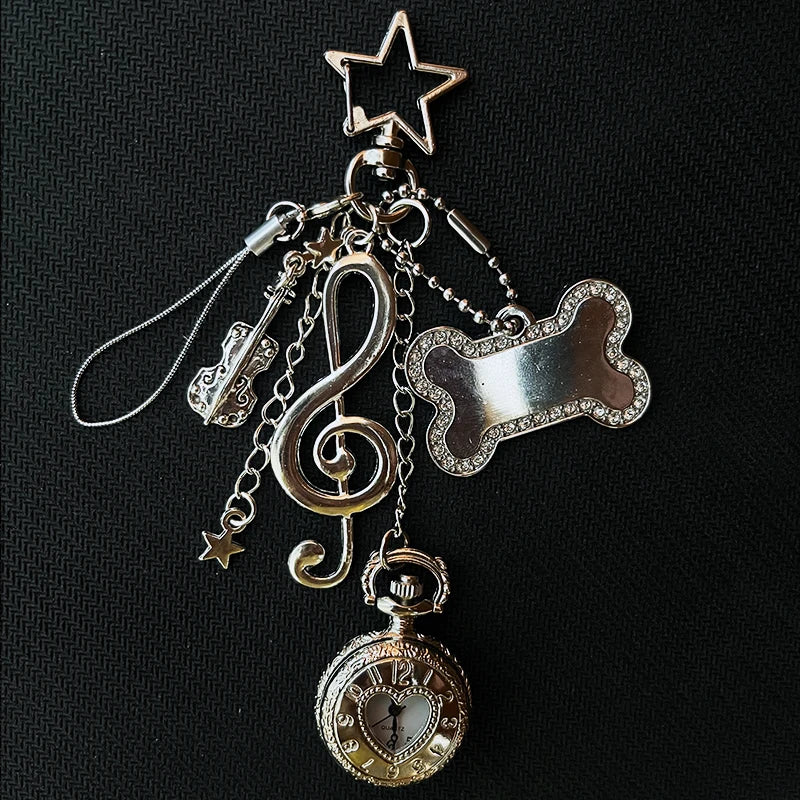 Original Hollow Heart Pocket Watch Chain Keychain Design Steampunk Clock Vintage Necklace Pendant Jewelry Watch Men Women Gift