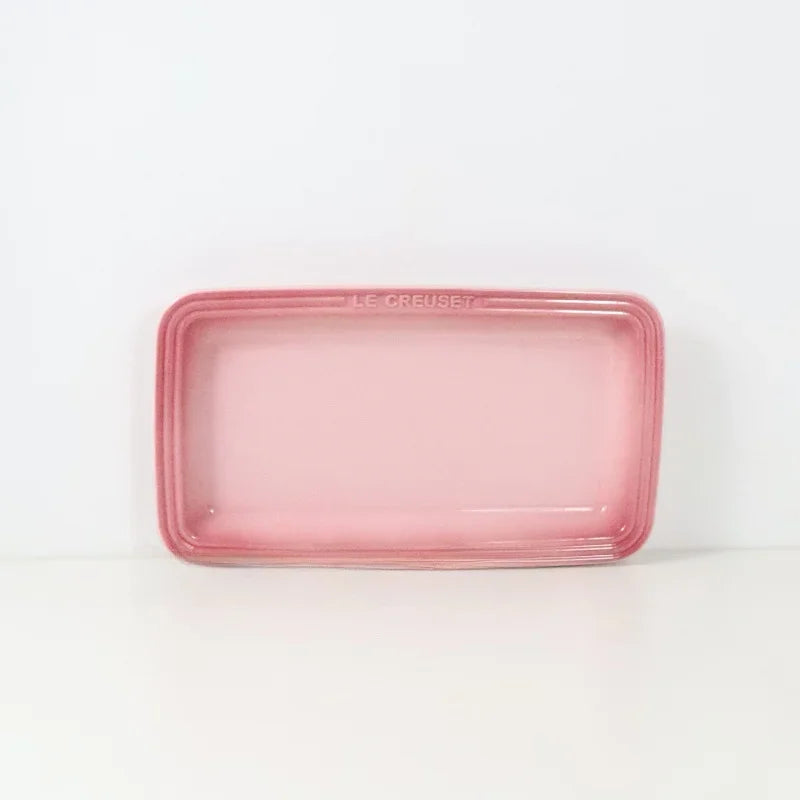 Le Creuset Rectangular Ceramic Plate Dim Sum Dessert Antipasto Dish Japanese Style Handmade Gradient Color Chinese Cuisine