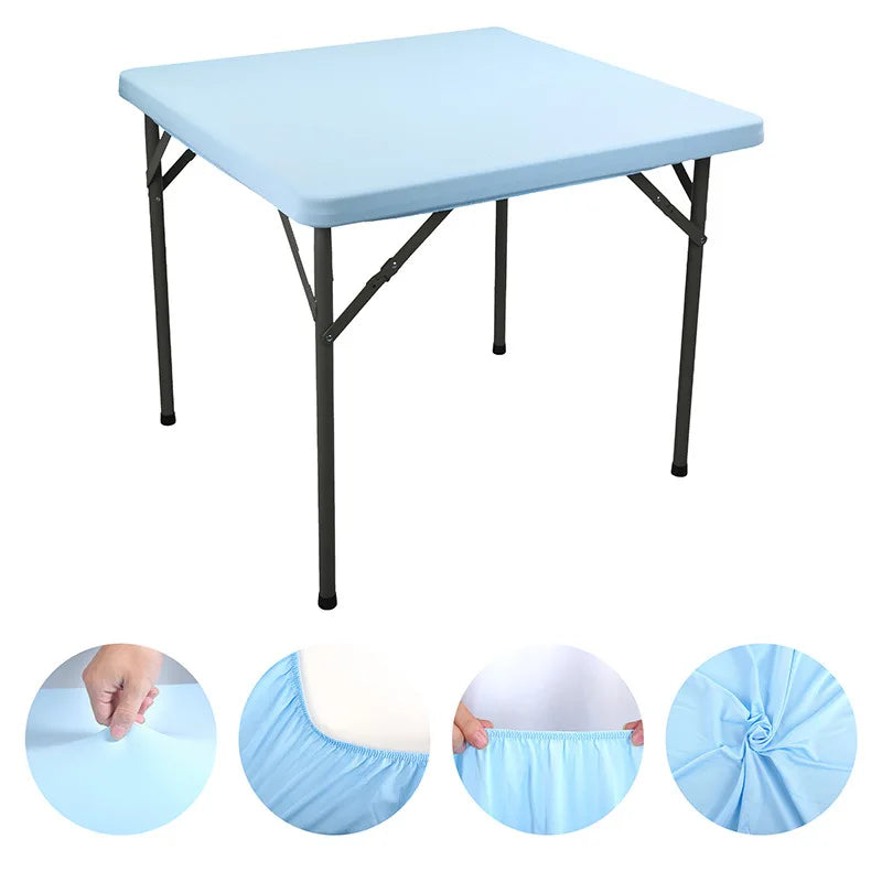 Square Elastic Edge Fitted Table Cover Outdoor Camping Picnic Tablecloth Wedding Banquet Cocktail Party Decor Table Cloth