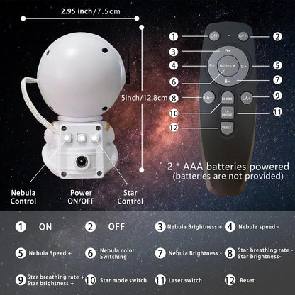 Astronaut Star Projector Lamp, Suitable for Multi-Room Decoration, A Great Gift, and a Perfect Starry Night Light for Bedroom