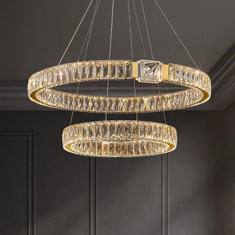 Luxury LED Crystal Ceiling Chandeliers Modern Gold/Chrome Metal Pendant Lights Home Restaurant Hotel Decor Lighting Fixtures