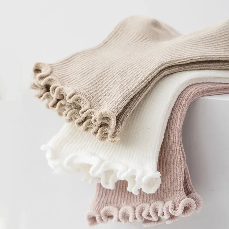 5Pair/lot New Boys and Girls Retro Solid Color Baby Socks  Milk Tea Color Toddler Casual Knitted Children Socks for 1-3Y