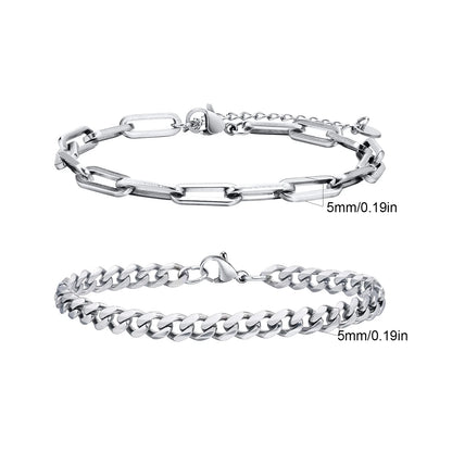2pcs Men's Chain Bracelets,Stainless Steel Silver Gold Black Color Twist Rope Chain Wristband,Trendy Cuban Link Chains Gift