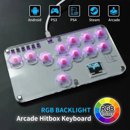 Arcade Hitbox Controller Fight Stick Joystick Hitbox Controller RGB Keyboard For XBox/PS4/PS5/Switch/Steam Arcade Fighting