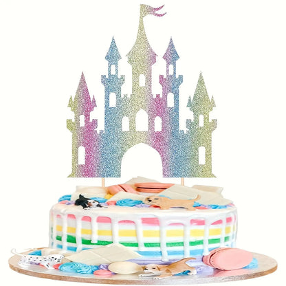 Castle Happy Birthday Cake Topper Flags Princess Rainbow Cupcake Topper Baby Shower Wedding Decoration Baking DIY Party Supplies
