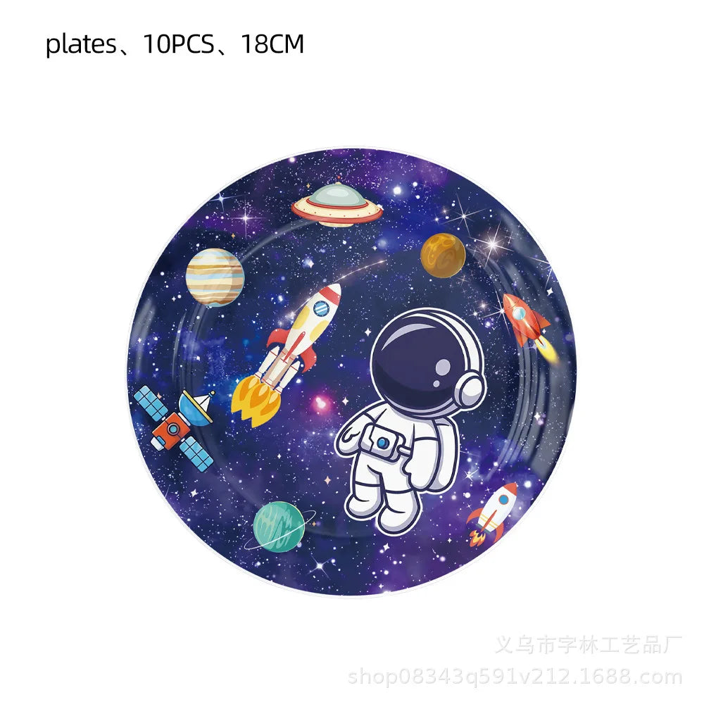 Planet Astronaut Birthday Party Decoration Paper Cup Plate Napkin Balloon Tablecloth  For Kids Baby Shower Party Supplies Gifts