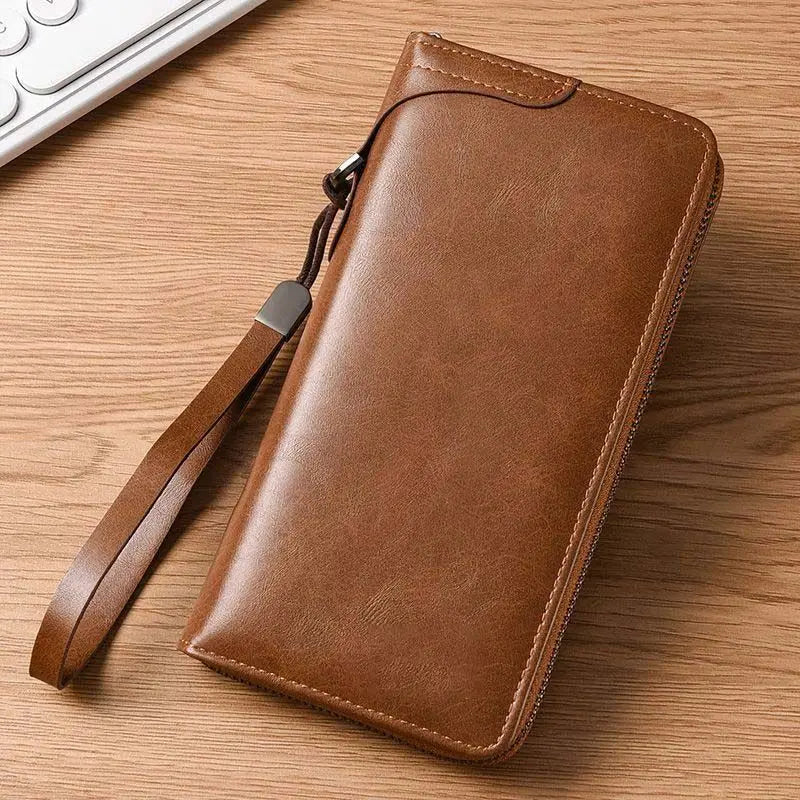 WERLLANDS Unisex Soft PU Rhombus Embossed Zipper Wallet Light Carry Daily Money Bag