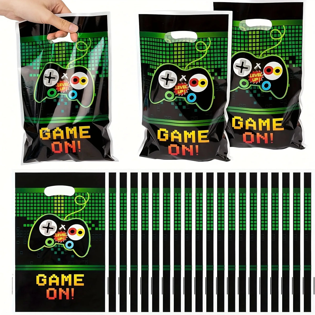 Happy Video Game Themed Birthday Party Decorations Set Tableware Plates Cups Cake Topper Gift Bags Banner Party Supplies Favors