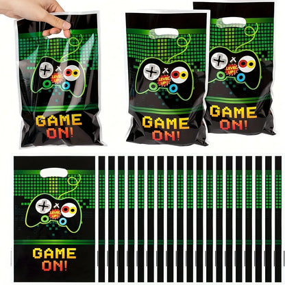 Happy Video Game Themed Birthday Party Decorations Set Tableware Plates Cups Cake Topper Gift Bags Banner Party Supplies Favors