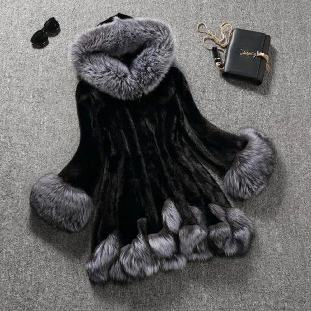 2026 Women Winter Plus Size Thick Furry Faux Fur Coat Female Hooded Long Sleeve Plush Jacket Lady Fake Fur Warm Fluffy Cardigan
