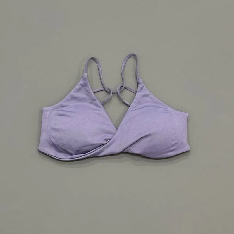 HISTELLO Vision Sports Bra Women Cross Back Seamless Yoga Bra With Removable Pads Backless Underwear Gym Running Sports Top