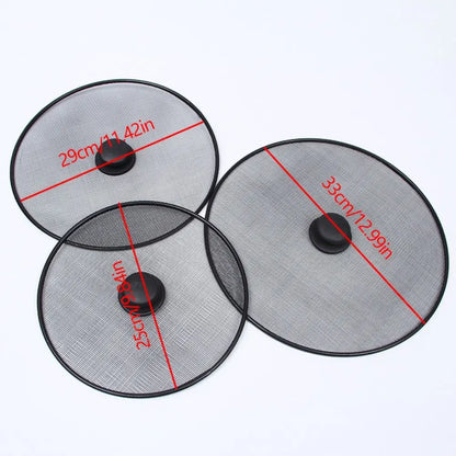Black Splatter Screen Anti Grease Frying Pan Oil Splash Guard Fine Mesh Splash Guard Cover Lid Gadget Kitchen Tool with Handle