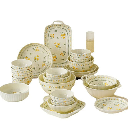 Dishes and Dishes Set Ceramic Bowls and Plates Binaural Bowls Ceramic Tableware Set Dinner Set Pratos De Jantar Teller Prato