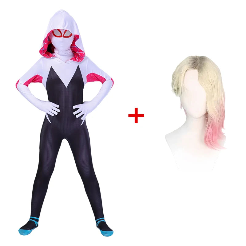 BEAST KINGDOM Spider Gwen Cosplay Gwen Stacy Cosplay Costume for Unisex Teenagers and Adults Jumpsuit Halloween Cosplay Bodysuit