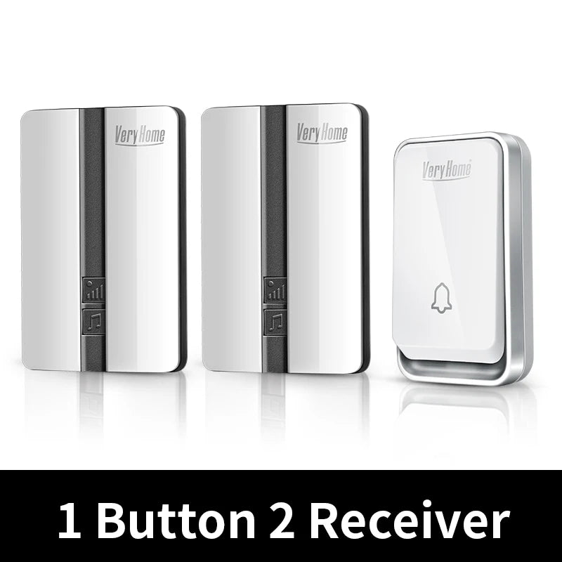 VeryHome Wireless Doorbell Waterproof Self-powered Button Smart Door Bell Sets Home Welcome Outdoor House Chimes  Receiver