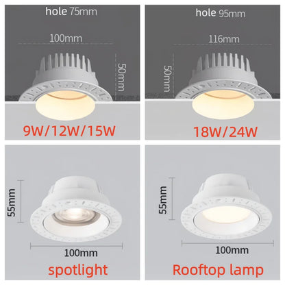 CANTH Pre-installed Ultra-thin Bezelless Downlight, Embedded Anti-glare Ceiling Light, Household Non-centralized Light Fixture