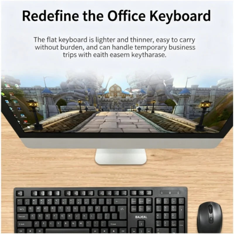 BAJEAL W100 Wireless Keyboard And Mouse Set for Laptops And Desktop Computers Energy-Saving Portable Design