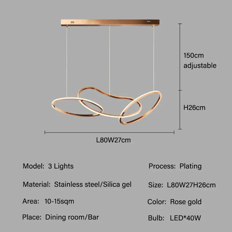 Modern Rings Pendant Lights Black&Golden for Living Dining Room Bedroom Ceiling Chandelier Lamps Indoor Hanging Lighting Fixture